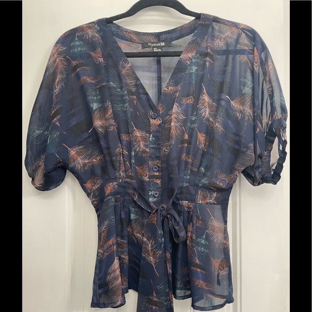 Forever 21 Button Up Peplum Top